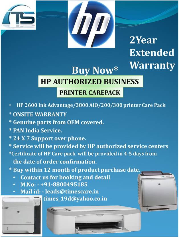 HP Extended Warranty 5000 8000,'2600 Ink Advantage /3800 AIO /200/300