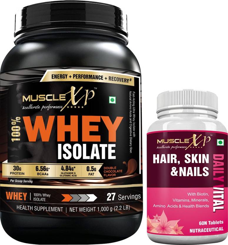 MuscleXP Biotin Hair, Skin & Nails + Whey Isolate Whey Protein Price in