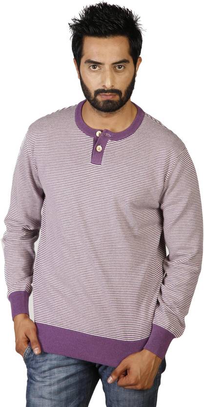 Oldberri Turtle Neck Striped Men S Pullover Buy Purple Oldberri