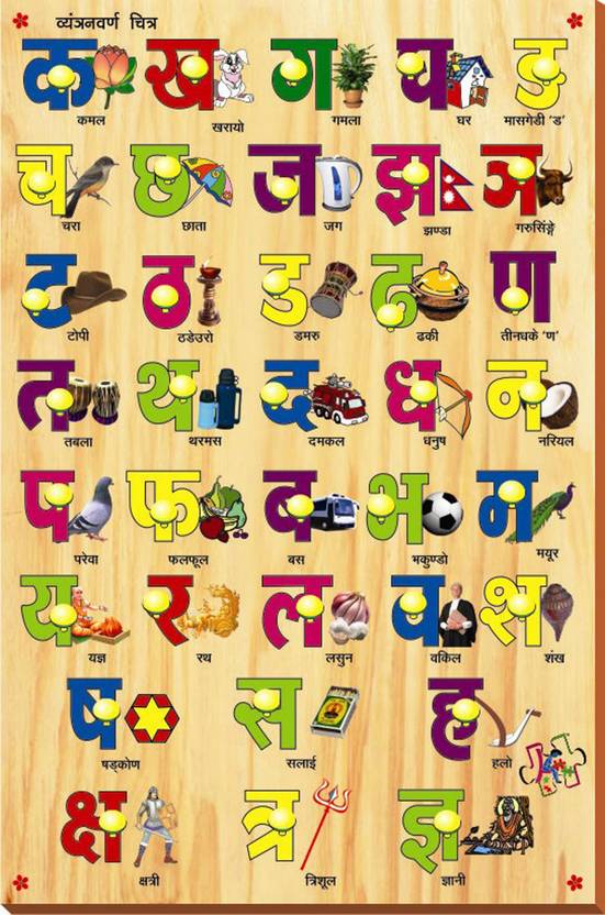 Kinder Creative Nepali Varnamala Pictures with Knobs - Nepali Varnamala