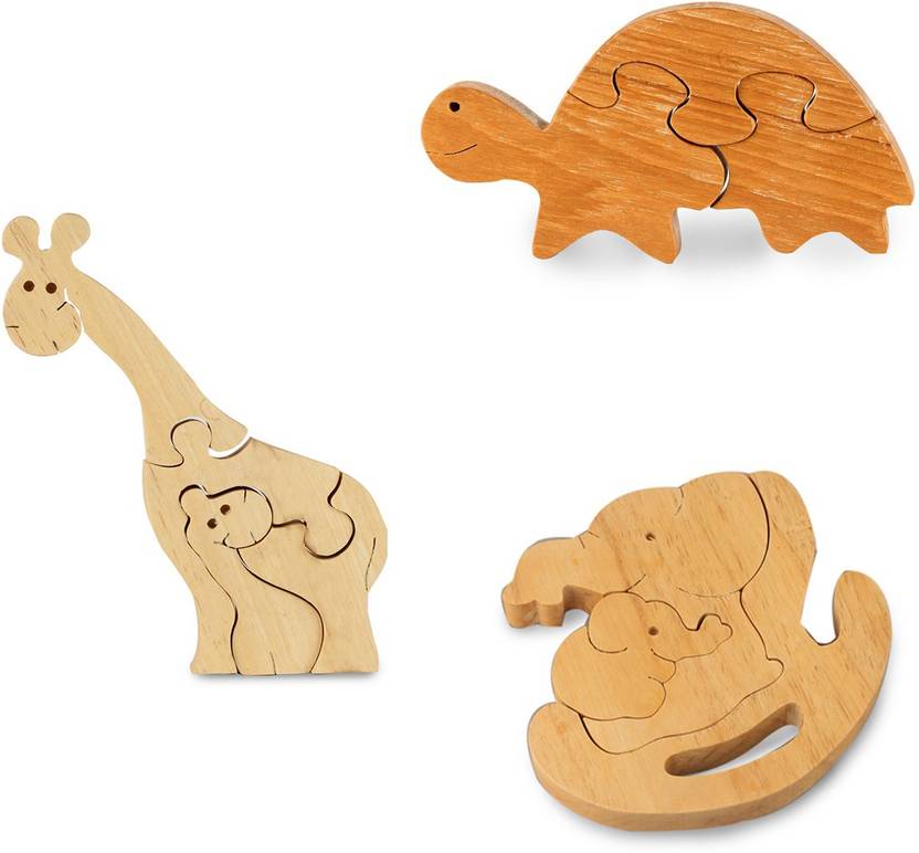 Beautiful Minds Handcrafted Wooden Puzzle Set Of 3 Handcrafted Wooden Puzzle Set Of 3 Buy Giraffe Turtle Elephant Toys In India Shop For Beautiful Minds Products In India Flipkart Com