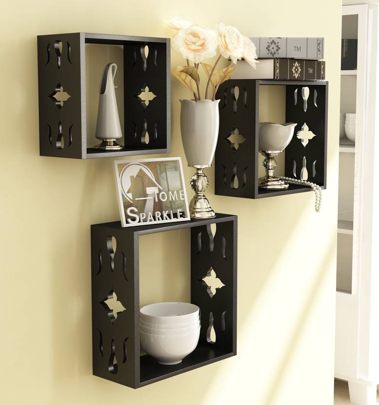 Home Sparkle Cube Shelves Wooden Wall Shelf Price In India Buy
