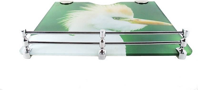 RoyaL Indian Craft 9 By 11 Inch D Bracket Nature Printed Multipurpose Set Top Box/Speaker Glass Wall Shelf Number of Shelves 1, Multicolor
