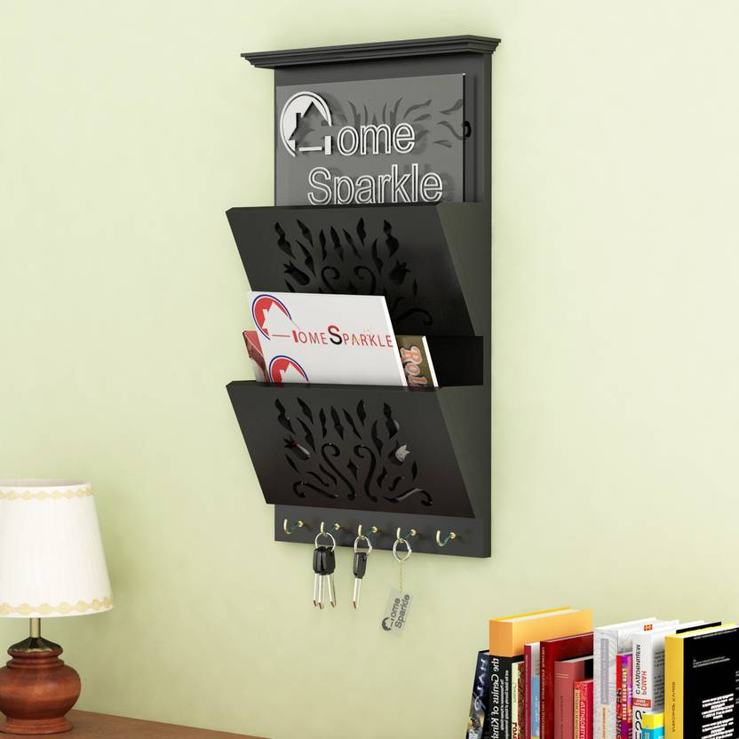 Home Sparkle Letter Rack Key Holder Mdf Wall Shelf In Home Sparkle Letter Rack Key Holder Mdf Wall Shelf Number Of Shelves 1 Black