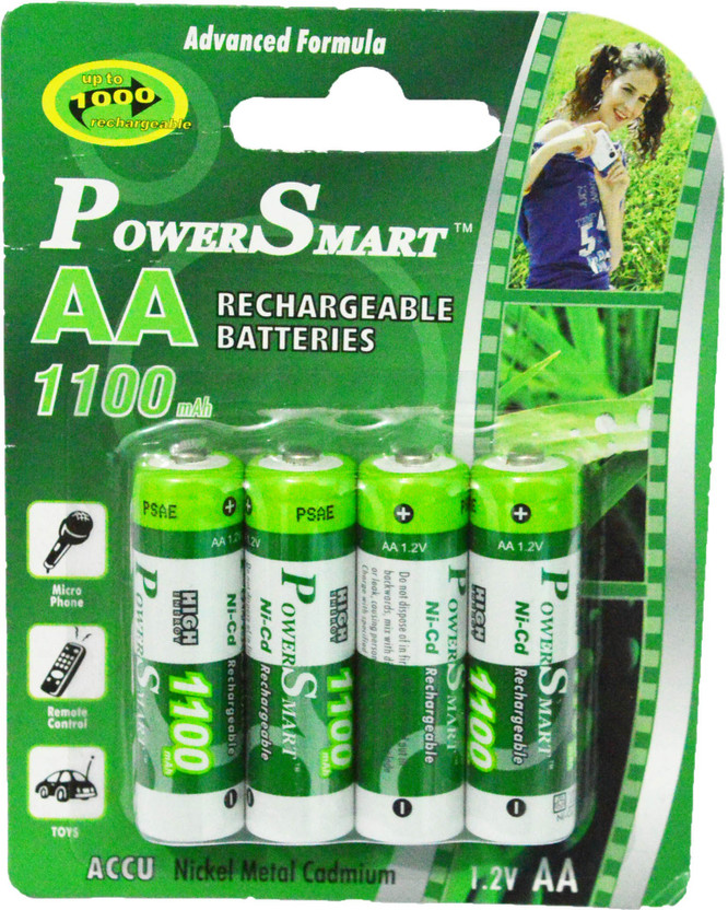 Power Smart 1100mAH x4 Pcs Power Smart PS 1100 Rechargable AA NiCD  For Cameras Toys Remote etc  Battery(Pack of 4)