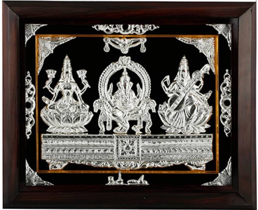 CAREOFGOD Pure Silver Moulded LakshmiGaneshaSaraswathi Religious