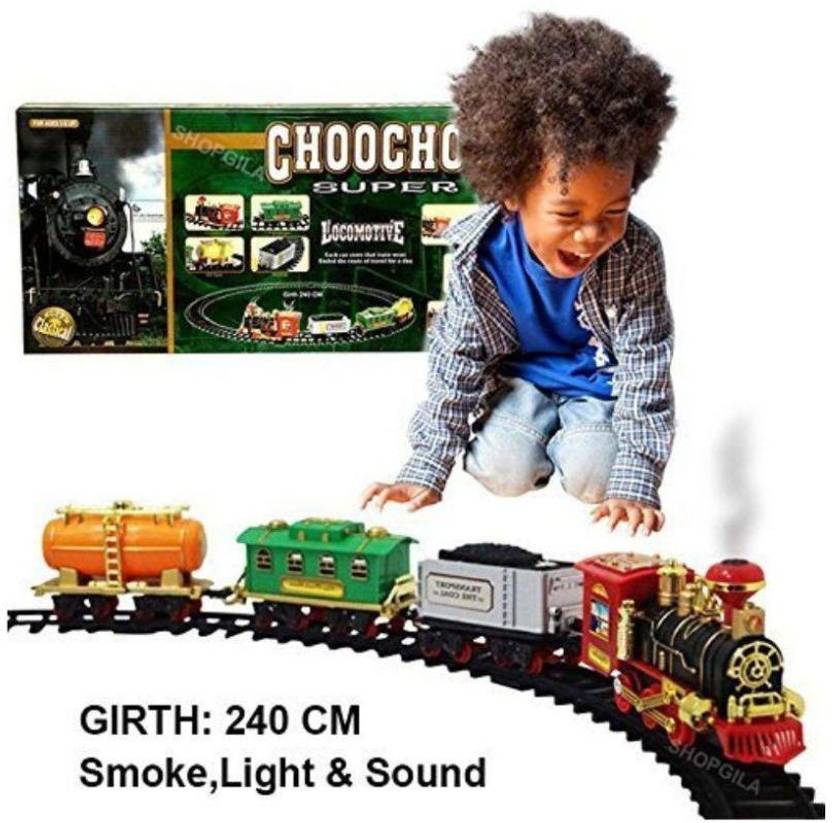 Wishkart Kids Toy Train Emits Real Smoke Light Sound Track Set Battery
