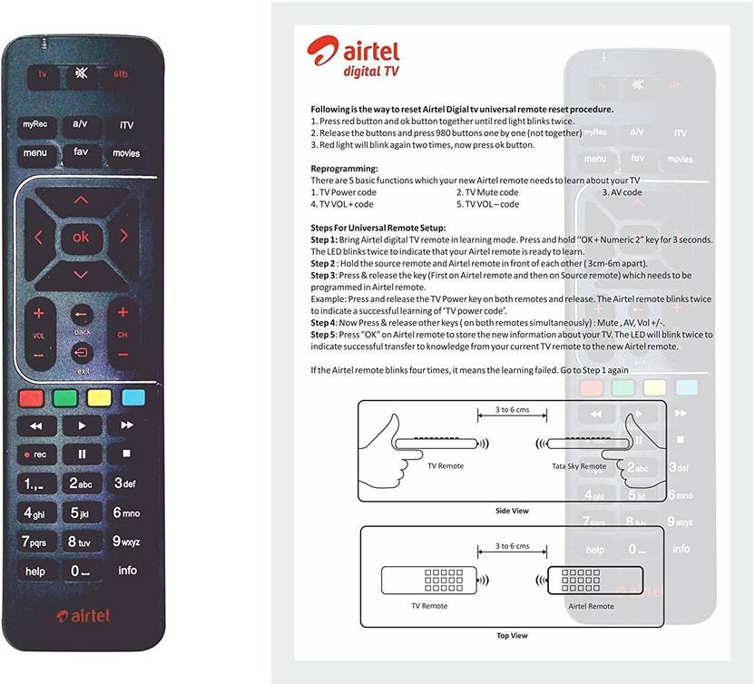Remote Manual airtel digital tv original universal with user manual Remote Manual airtel digital tv original universal with user manual