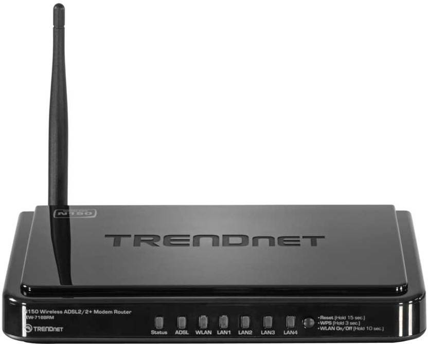 TRENDnet N150 Wireless ADSL 2/2 Modem Router (TEW-718BRM) (Black) 