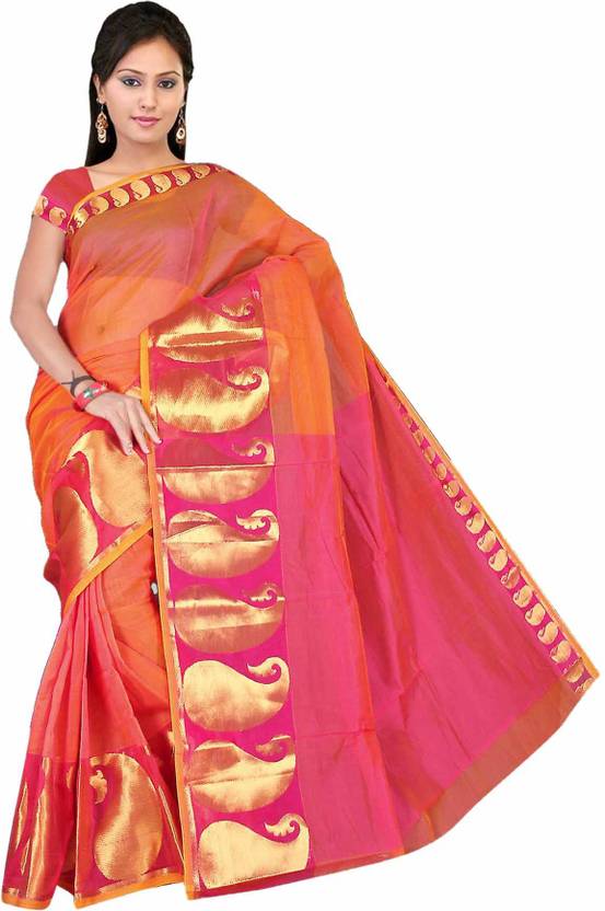 Buy Pavechas Printed Mangalagiri Cotton Pink Sarees Online Best Price
