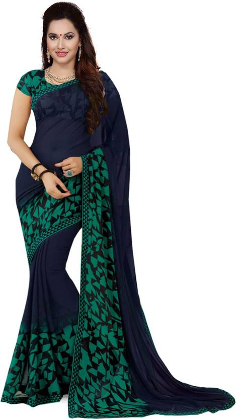 Ishin Printed Fashion Synthetic Georgette Saree
