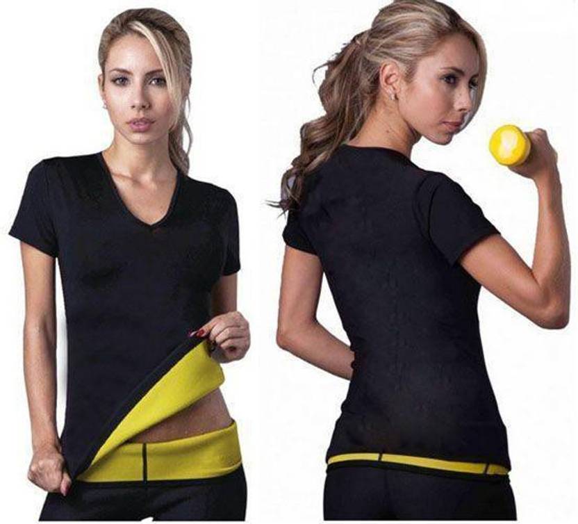 Hotshaper Neotex T Shirt Hot Shapers Stretch Neoprene Slimming Vest Body Control Vest Tops Gym (Black)