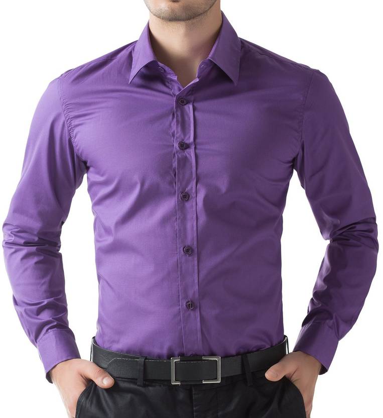 Being Fab Men's Solid Formal Purple Shirt