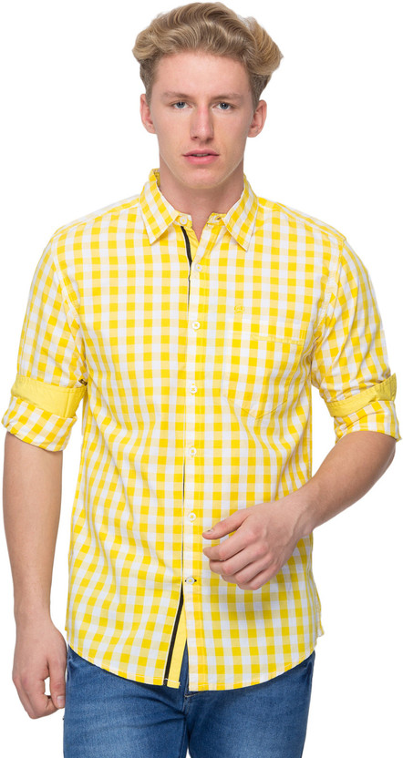 Checkered Casual White, Yellow Shirt