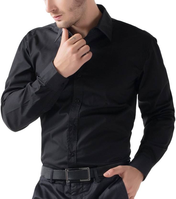 Being Fab Men's Solid Formal Black Shirt