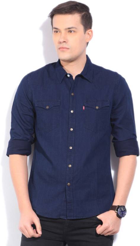 LEVI'S Men Solid Casual Dark Blue Shirt - Buy Blues LEVI'S Men Solid Casual Dark  Blue Shirt Online at Best Prices in India 