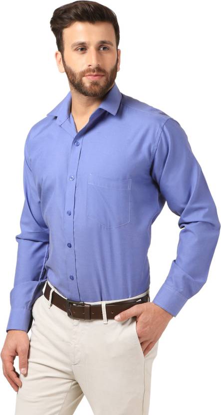 Mesh Men's Solid Formal Light Blue Shirt