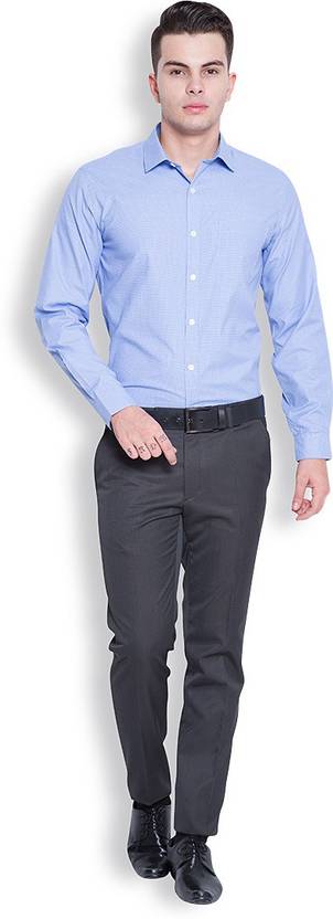 Mark Taylor Men's Solid Formal White, Blue Shirt