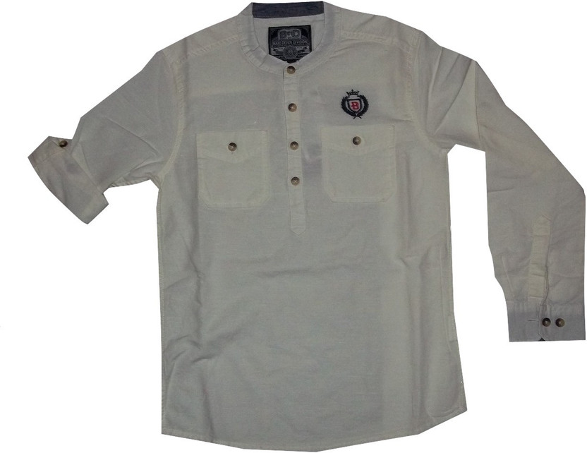 BARE DENIM Boys Solid Formal Grey Shirt 