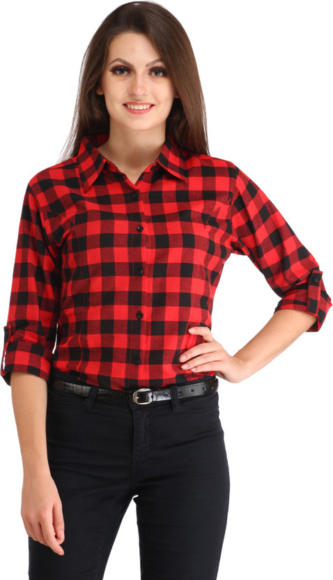 Red and black check shirt flipkart Clearance
