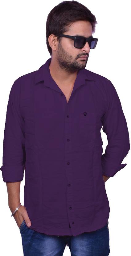 Nation Polo Club Men S Solid Casual Purple Shirt Buy Dark Purple
