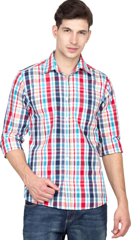Protonze Men Checkered Casual Red, Blue 