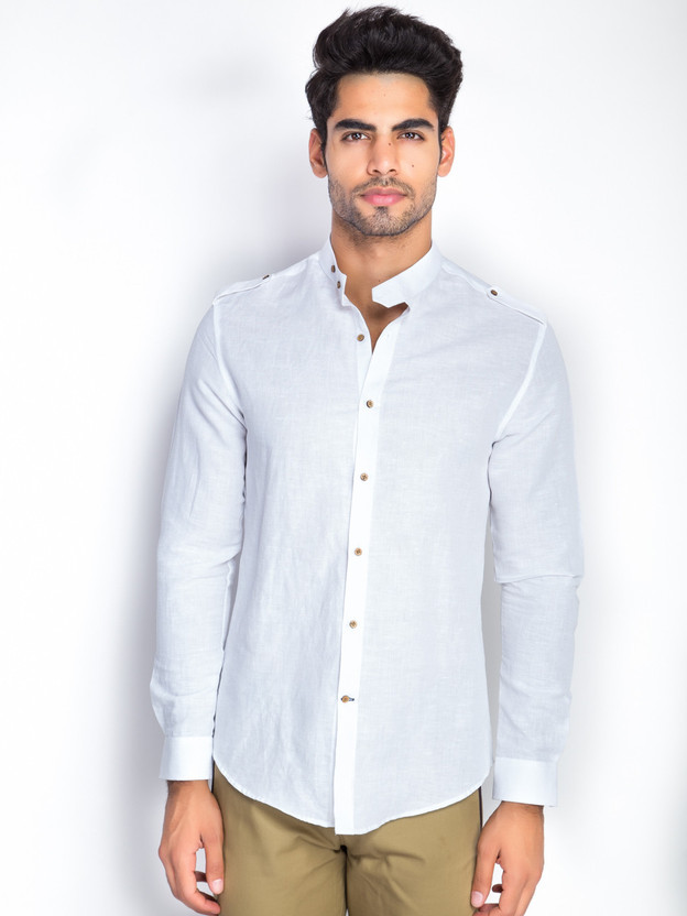 White shirt mens black buttons Clearance