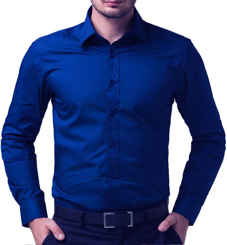 Being Fab Men's Solid Formal Blue Shirt - Buy Royal Blue Being Fab Men