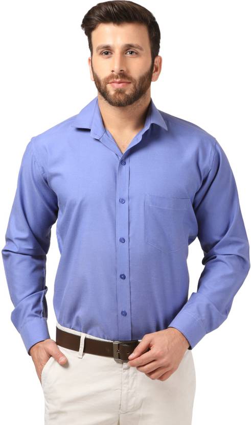 Mesh Men's Solid Formal Light Blue Shirt