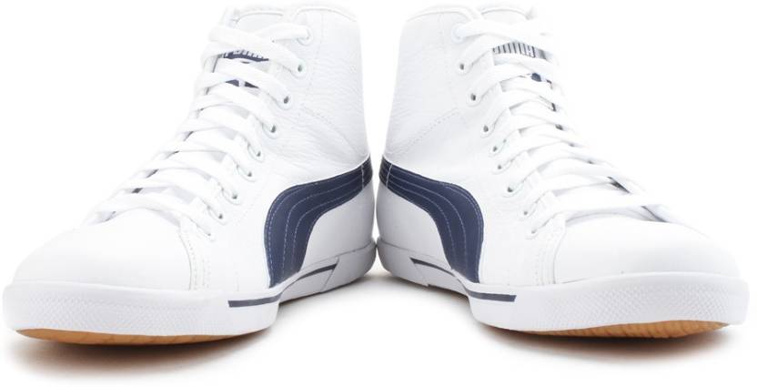 PUMA Benecio Mid Sneakers For Men - Buy White, Medieval Blue Color PUMA Benecio Mid Leather For Men Online at Best Price - Shop Online for Footwears India Flipkart.com