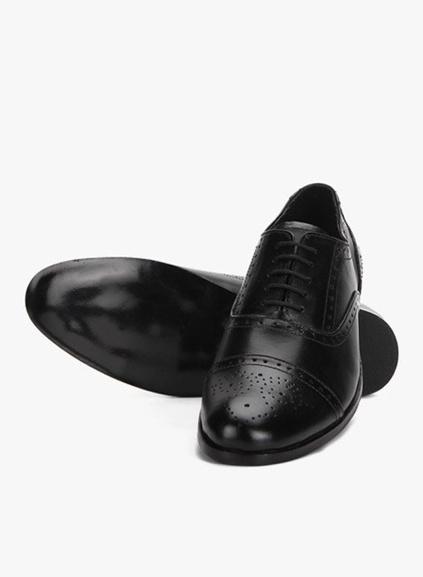 Men Black Oxford Brogues Lace Up Shoes 