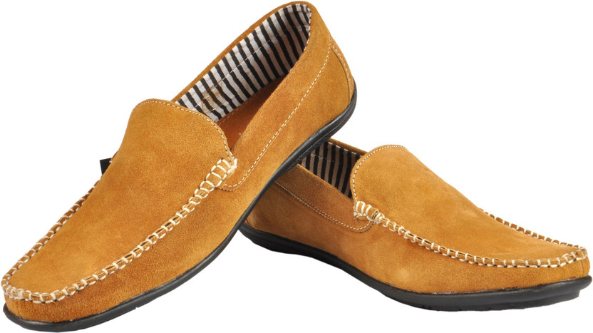 Camel Brown Pure Leather Suede Loafers 