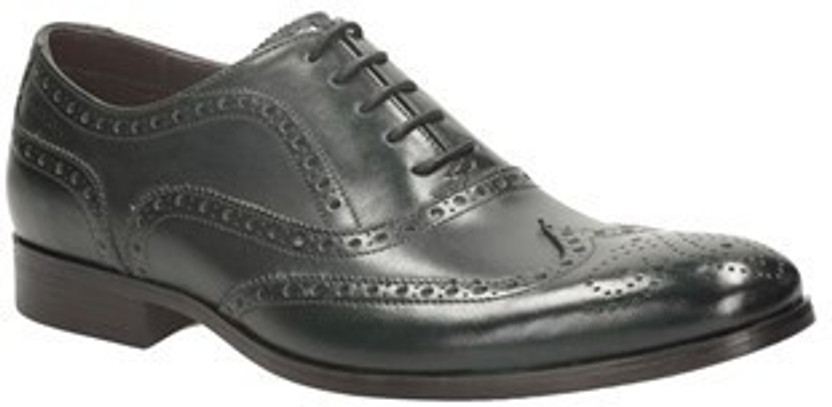 Mens Clarks Banfield Cap Black Leather Lace Up Shoes