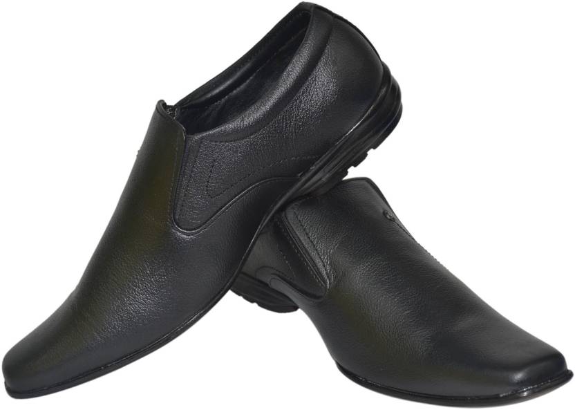HUMAN STEPS Leather Slip On Shoes For Men - Buy Black Color HUMAN STEPS  Leather Slip On Shoes For Men Online at Best Price - Shop Online for  Footwears in India 