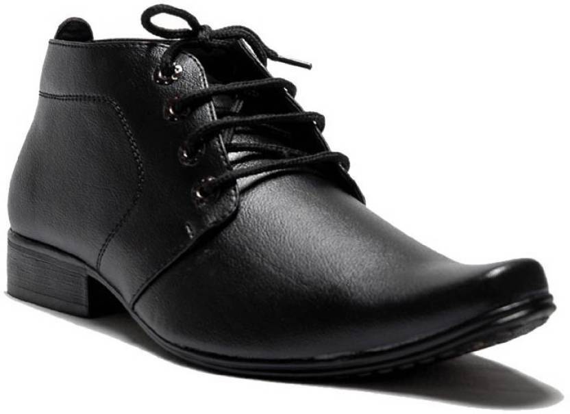 Oora Men S Faux Leather Black Color Ankle Length Shoes Office Faux Leather Black Color Ankle Length