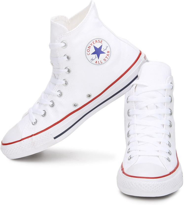 High ankle white canvas shoes Clearance