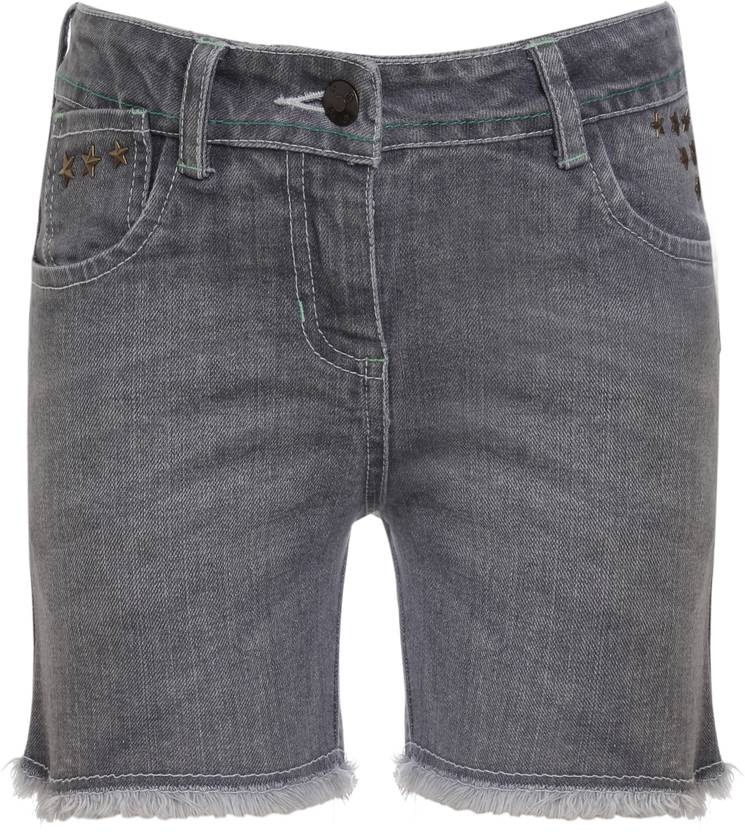Ufo Embellished Women S Grey Denim Shorts Buy Ufo Embellished