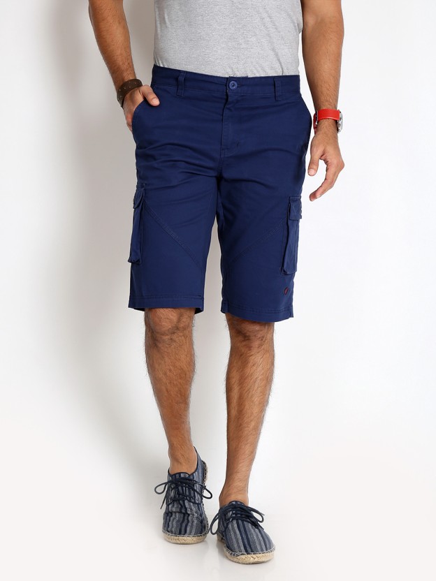 mens dark blue cargo shorts