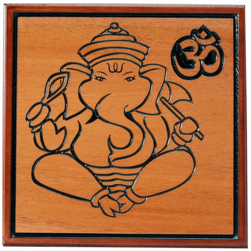 GANESH HANDICRAFTS Solid Mahogany Carved Wooden Wall Hanging Frame