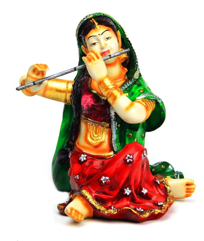 Adaa PolyResin Indian traditional lady playing Flute Decorative Showpiece 15 cm Price in