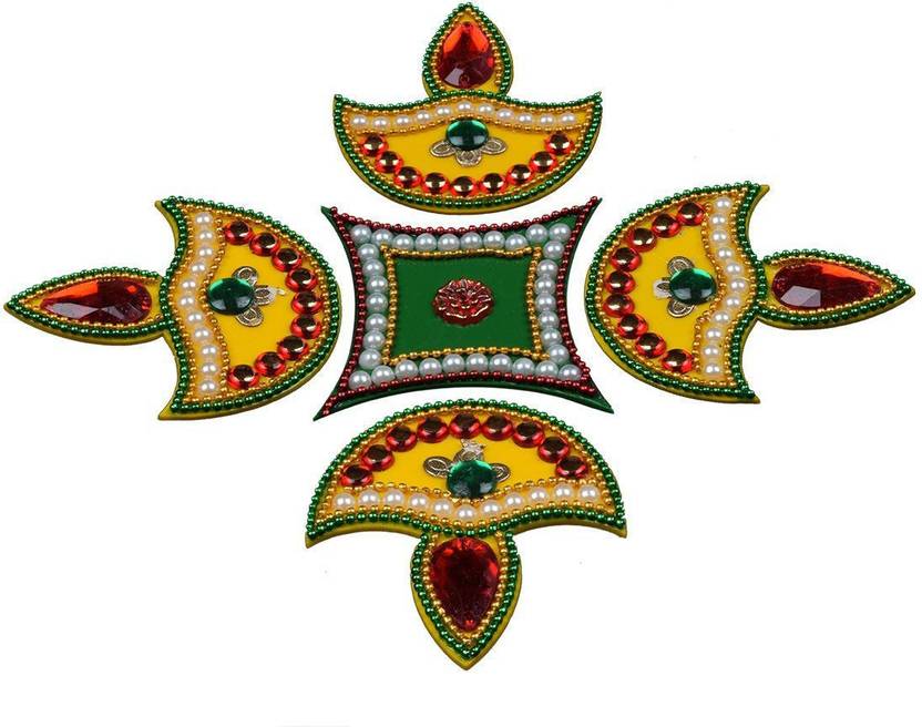 Shrih Studded Colored Jewels And Sequins Diya Motif Design Floor Impressive Decorative Rangoli Designs With Stones And Kundans Shrih Studded Colored Jewels And Sequins Diya Motif Design Floor Impressive Decorative Rangoli Designs With Stones And Kundans
