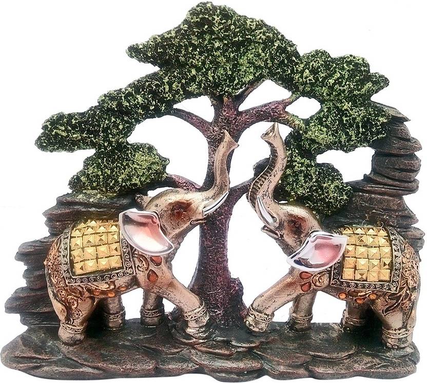 art n hub elephant couple wild animal fengshui statue handicraft