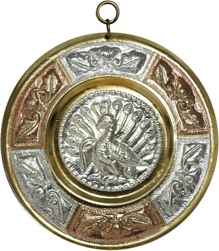 Fabfashion Peacock Decorative Wall Hanging Plate Showpiece 12 Cm