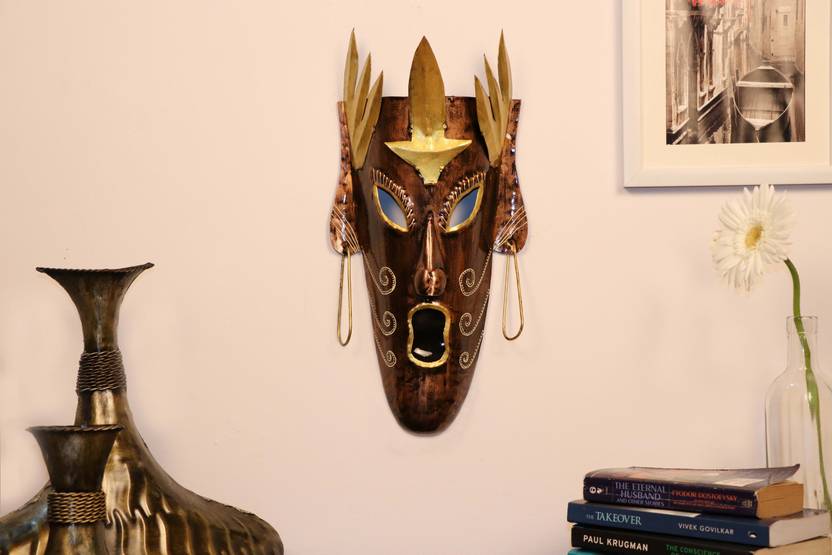 Cocovey Handcrafted Metal Egyptian Mask Decorative Wall Mask Wall