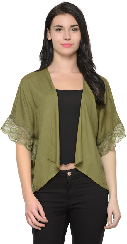 Olive Green STREET9 Women Shrug Online 