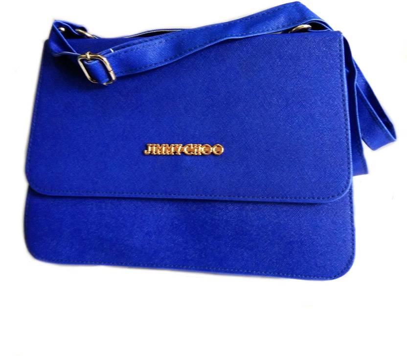 Jimmy Choo Women Blue Leatherette Sling Bag Royalblue