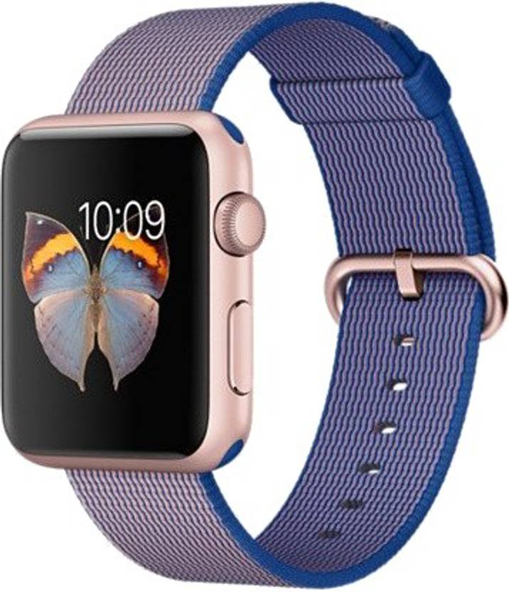 Apple Watch Sport 42mm Rose Gold Aluminum Case with Royal Blue Woven Nylon Rose Gold Smartwatch