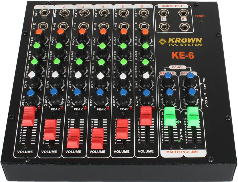 KROWN 6 Professional PA Audio Mixer 6 Channel Stereo Analog Sound