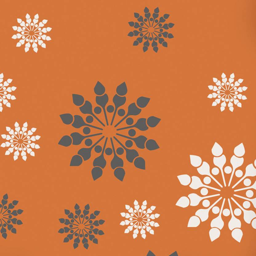 Decorze Orange Wall Decor Fs 14 Flower Stencil In India