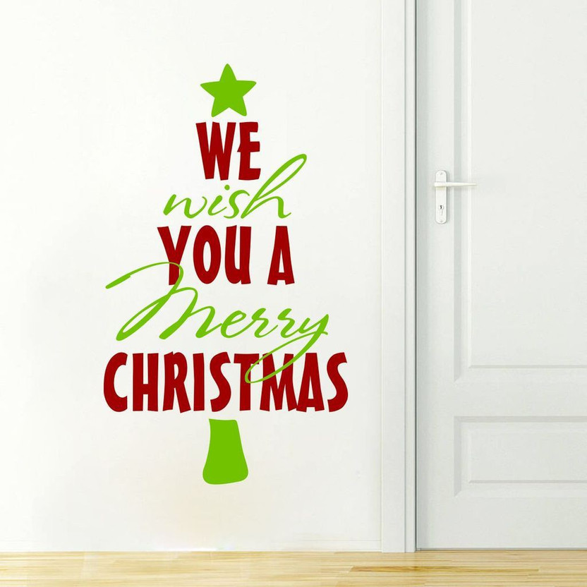 Decor Villa 99.06 cm Decor Villa all christmas multicolor Wall Sticker Size - (39 X 23) Inch Self Adhesive Sticker(Pack of 1)